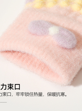 女水晶绒全指手套蝴蝶结