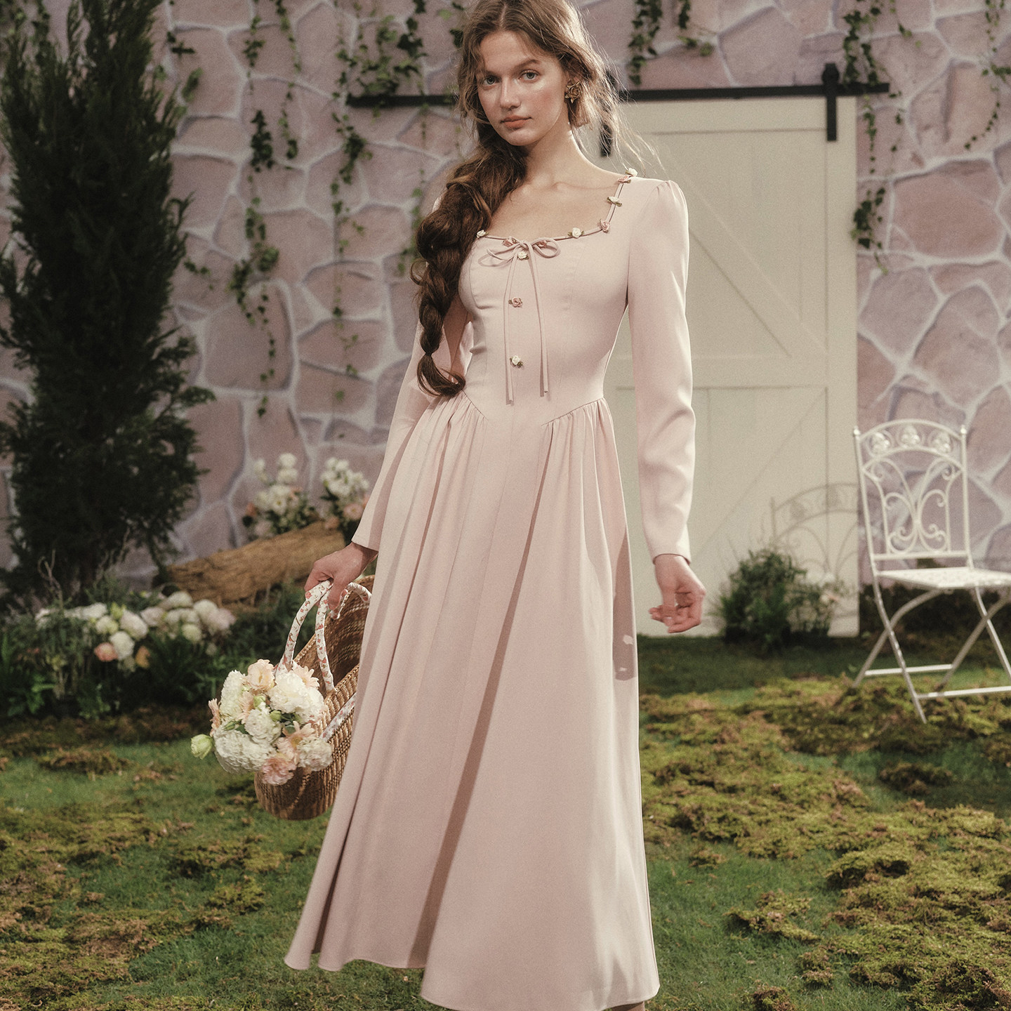 LaceMade 蔷薇日记 法式复古淑女风日常通勤高智感淡粉色连衣裙秋,淘宝优惠券,粉丝福利购,淘宝优惠卷