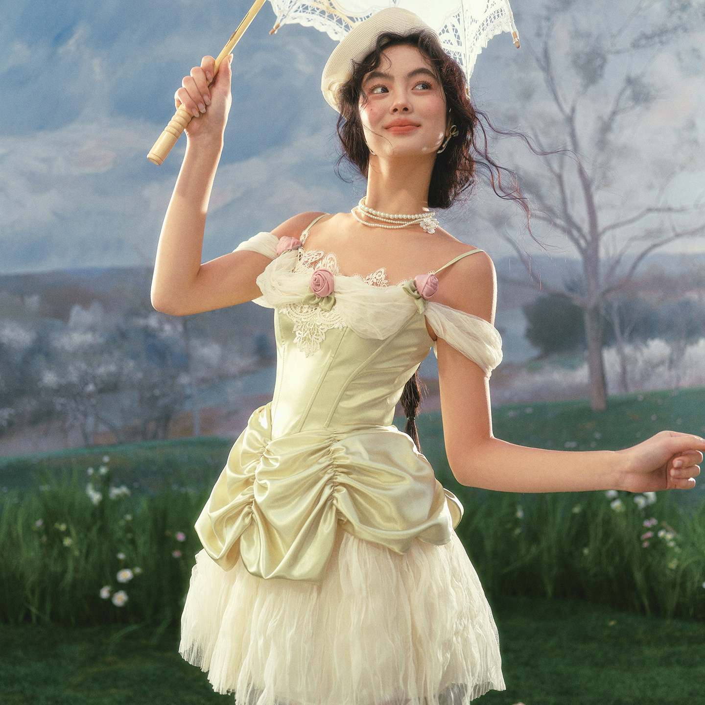 LaceMade 古董蛋糕 法式春日仙女风蓬蓬裙演出服鱼骨收腰生日裙,淘宝优惠券,粉丝福利购,淘宝优惠卷