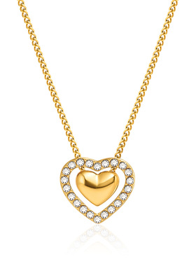 欧美跨境新款简约气质镂空锆石爱心吊坠饰品女高级