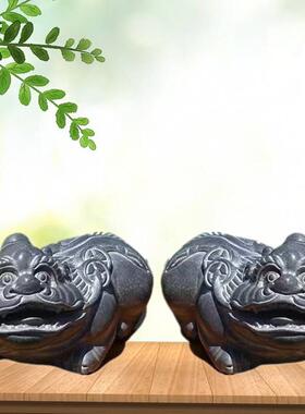 青石貔貅神兽整体雕刻