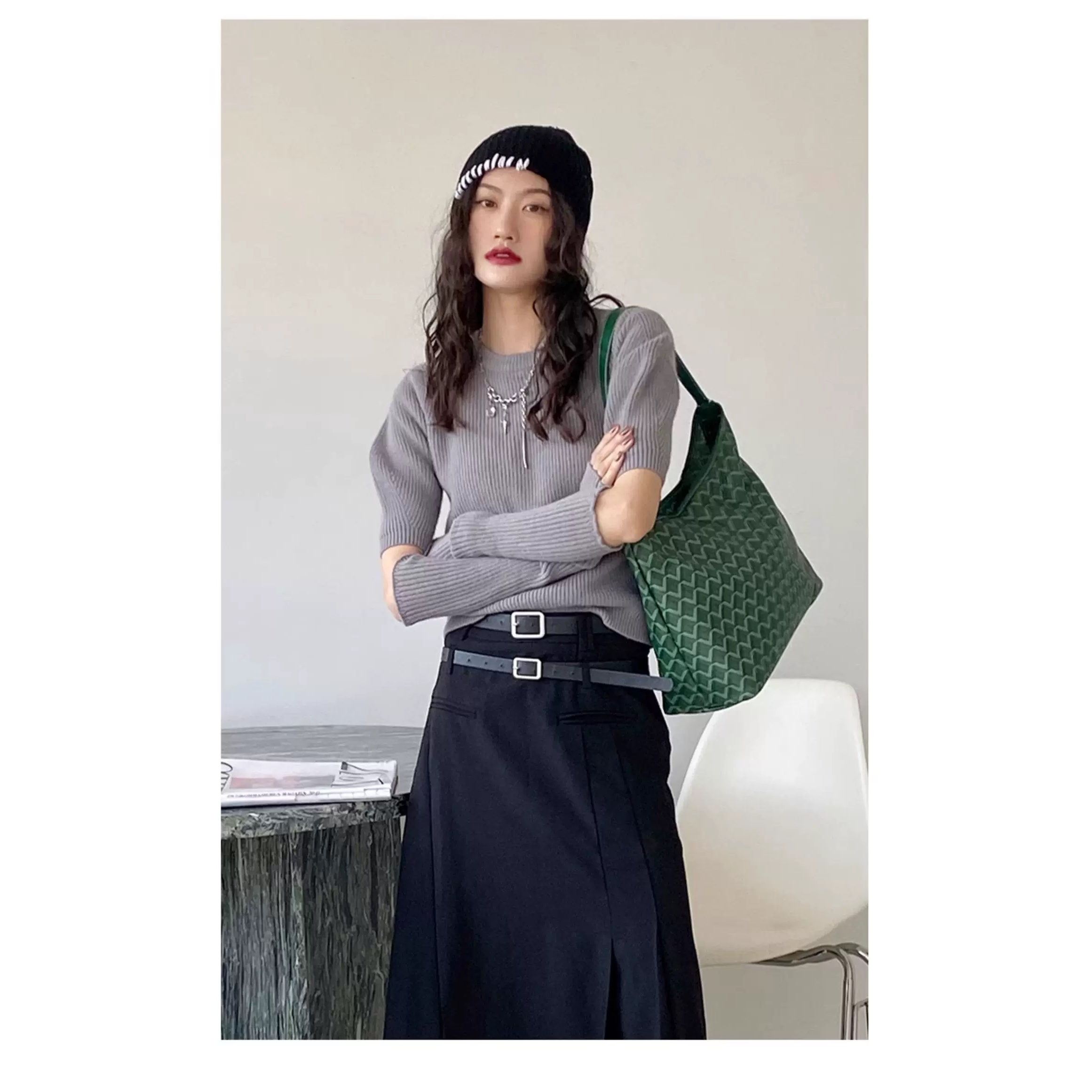 韩国EMO狗牙包流浪包HOBO包拉链休闲子母购物袋印花妈咪包托特包 - 图3