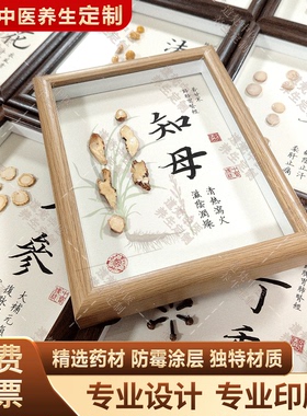 中药标本相框 新中式墙面装饰画 药膳坊中医馆文化展示挂画养生馆