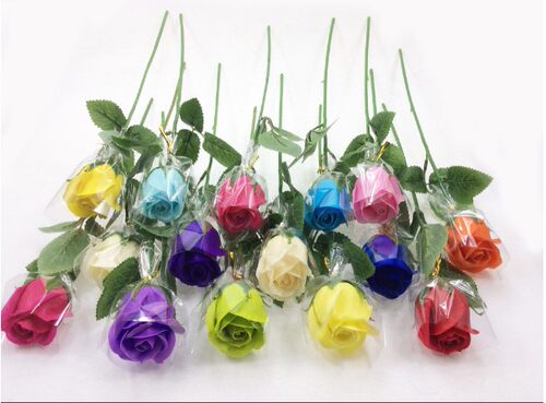 带叶花杆香皂花花杆插花花枝玫瑰花杆仿真花情人节花束材料 - 图2