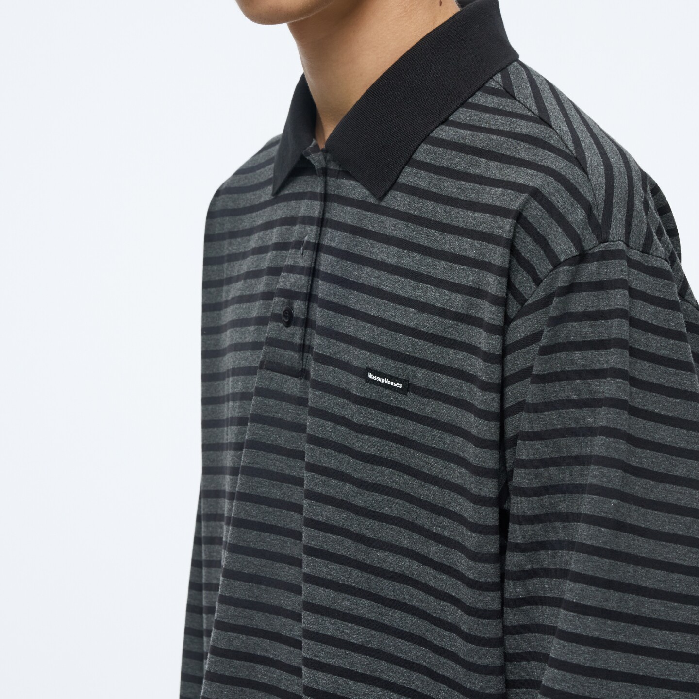 wassuphouse翻领长袖t恤男秋季新款通勤美式条纹polo衫上衣男女款,淘宝优惠券,粉丝福利购,淘宝优惠卷