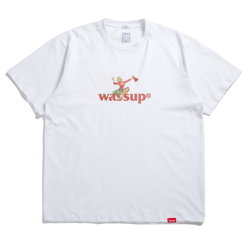 圆领 恤宽松休闲男女情侣服 T WASSUP18SS 白黄双色复古海报女郎 圆领 恤宽松休闲男女情侣服 T WASSUP18SS 白黄双色复古海报女郎
