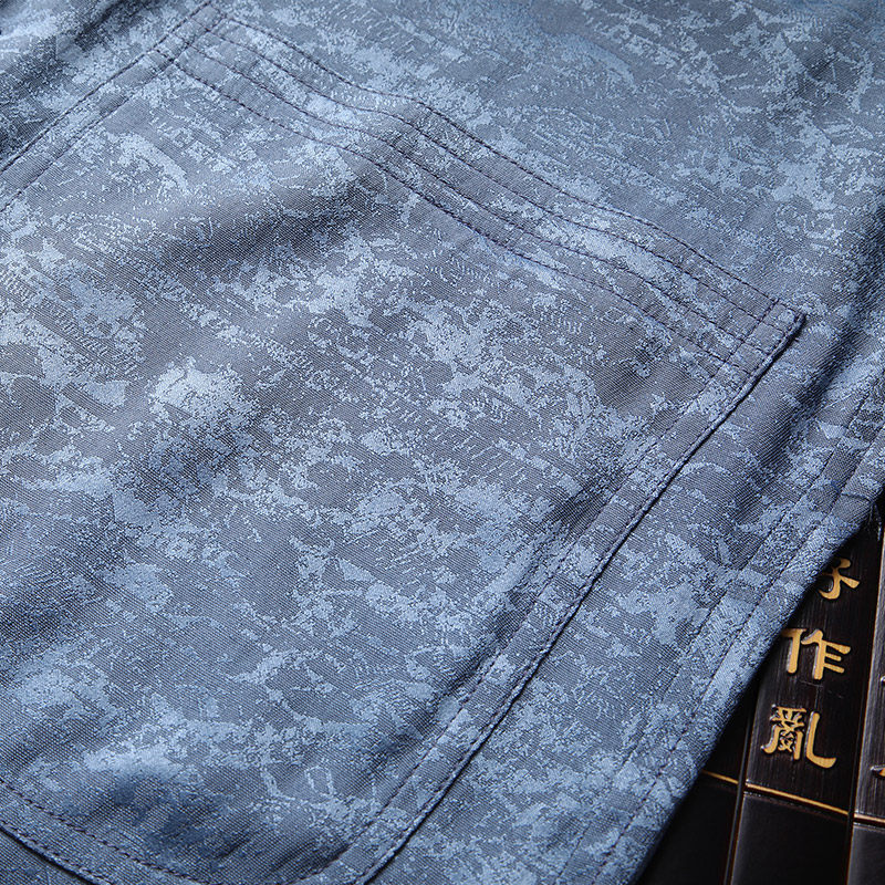 桑蚕丝唐装男短袖真中老年爸爸复古 柒骆唐装