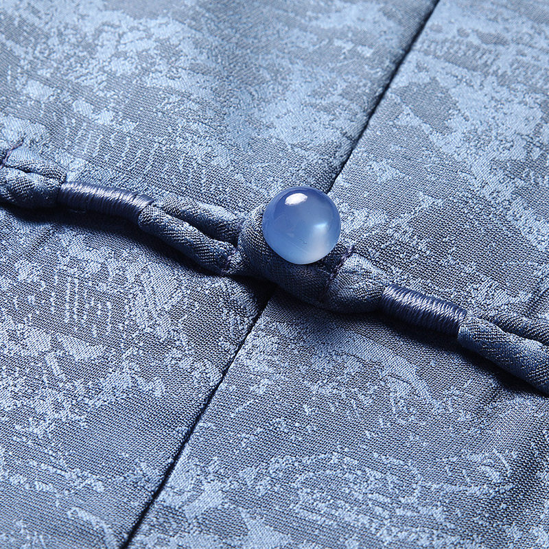 桑蚕丝唐装男短袖真中老年爸爸复古 柒骆唐装