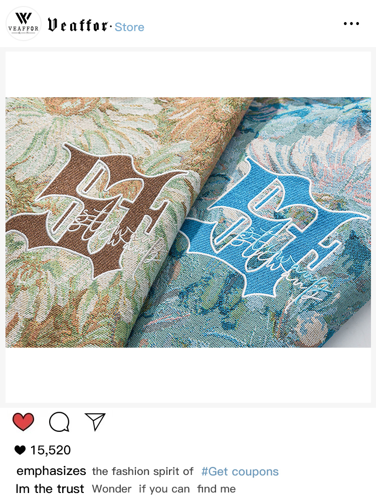 Veaffor美式潮牌高定花卉提花翻领夹克秋季日系休闲情侣衬衫外套 - 图3