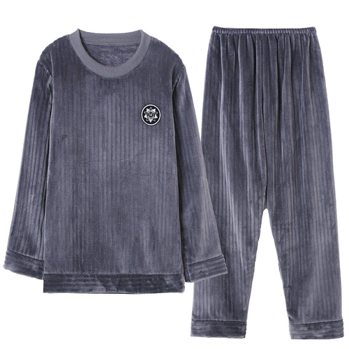 Мужская коралловая бархатная демисезонная пижама, флисовый фланелевый демисезонный комплект