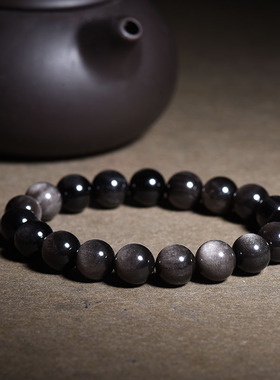 单圈黑曜石招财转运水晶礼物手串
