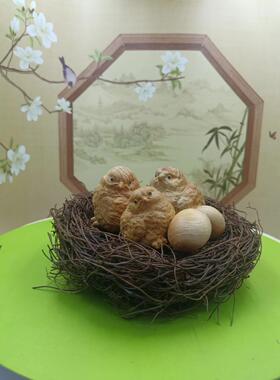 全家福 家室 办公 车载 摆件 无漆无蜡 崖柏天然原木鸟窝直径15㎝