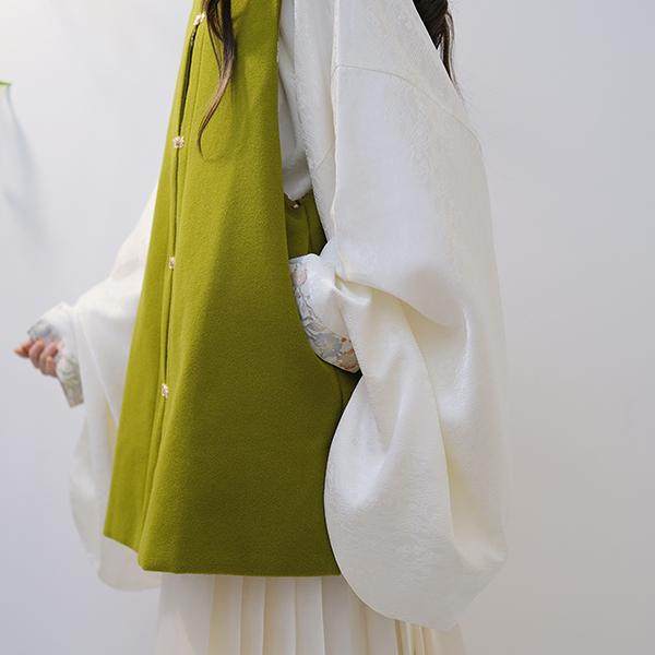 华序九章明制对襟圆领比甲百搭毛呢加口袋日常通勤红色汉服女秋冬,淘宝优惠券,粉丝福利购,淘宝优惠卷