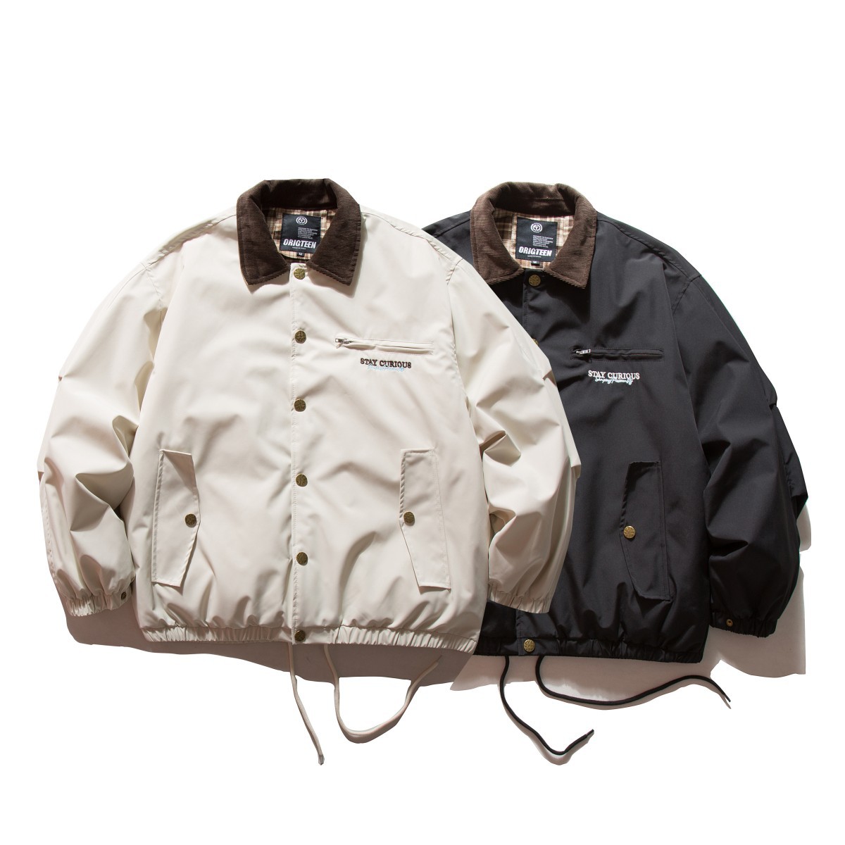 NOFILE LIFE 日系复古休闲宽松工装翻领拼接夹克外套白鸭绒羽绒服 - 图3