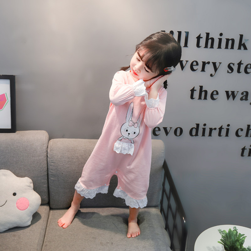 女童薄款女宝宝纯棉儿童婴儿空睡衣 伊人萌宝童装店睡衣/家居服套装