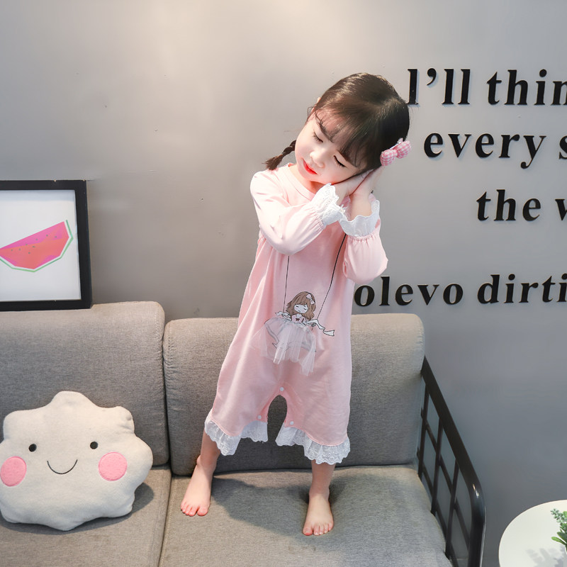 女童薄款女宝宝纯棉儿童婴儿空睡衣 伊人萌宝童装店睡衣/家居服套装