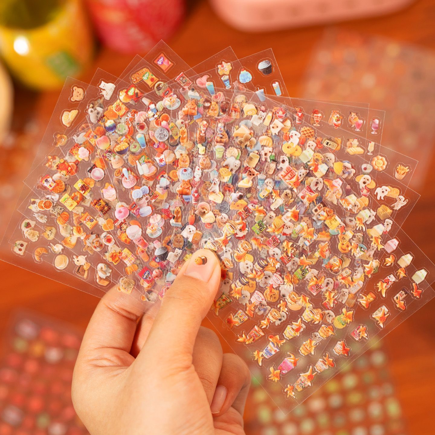 1000枚迷你贴纸可爱小鼻嘎零食小猫小狗PET手帐咕卡切模装饰素材 - 图2