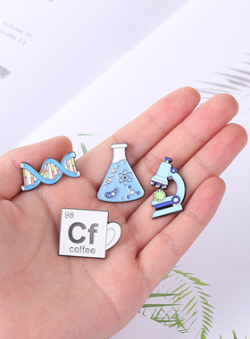 生物胸针显微镜DNA结构徽章
