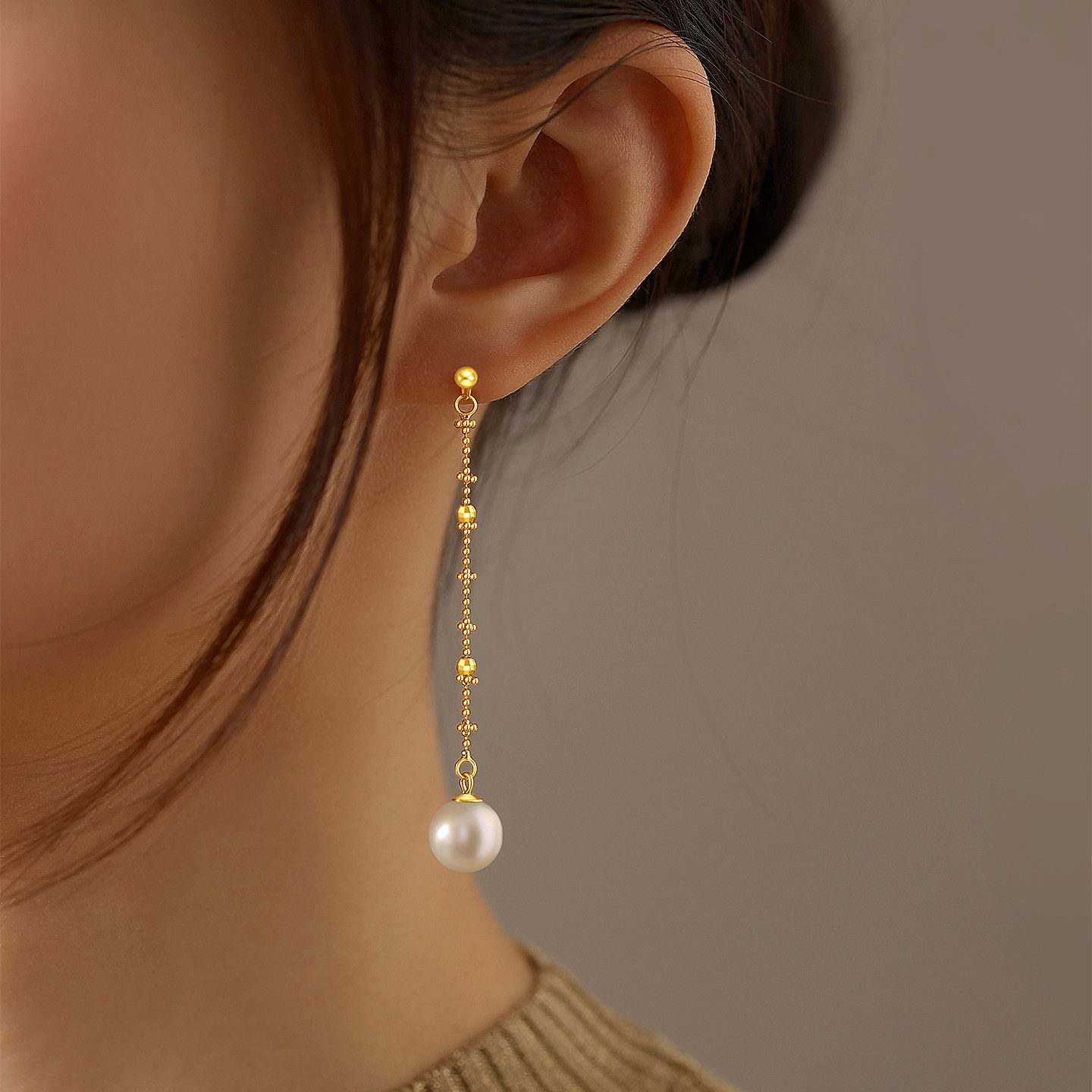 天然淡水珍珠项链耳环套装女满天星精致多戴颈链毛衣链首饰两件套,淘宝优惠券,粉丝福利购,淘宝优惠卷