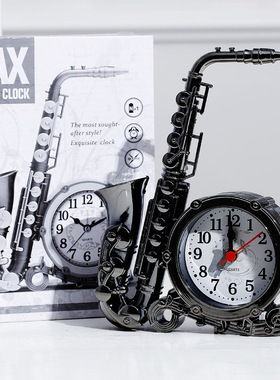 萨克斯闹钟 创意家居学生宿舍桌面钟表摆件台钟座钟工厂批发货源