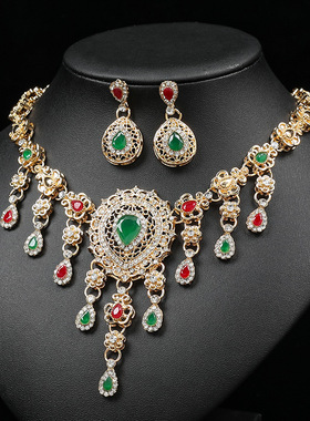 欧美夸张民族风新娘项链四件套首饰套装新款个性气质时尚夸张配饰