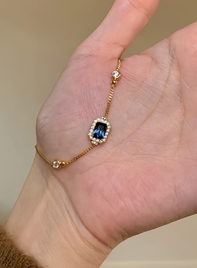 S925纯银满钻星空蓝宝石手链女轻奢气质颜值百搭高级感手饰送女友