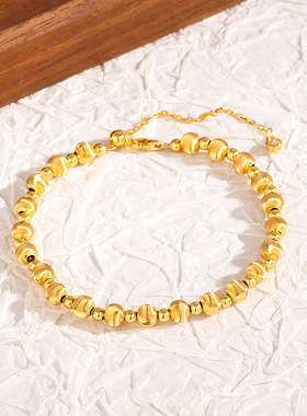 s925纯银拉丝猫眼手链女闪闪流光银珠串珠手串女小众小红书热销款