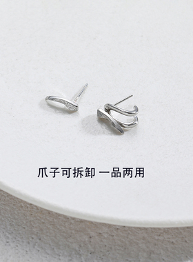 s925银耳钉简约冷淡养耳洞新款潮