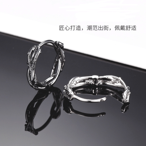 耳环男925纯银2024年新款单只个性ins风耳饰女潮流男款痞帅耳钉 - 图0