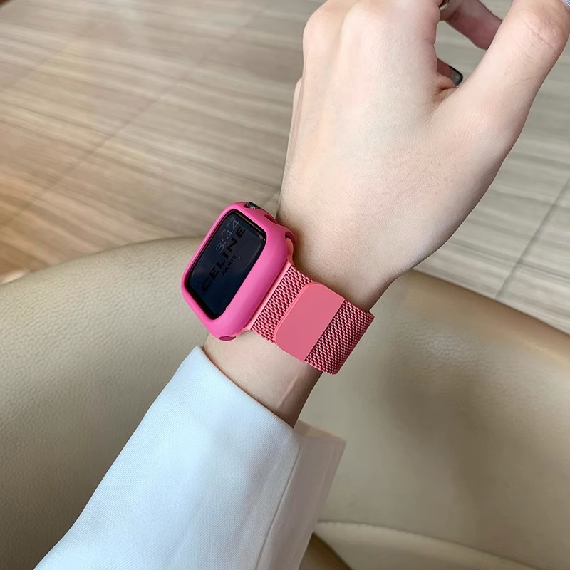 适用苹果手表iwatch9表带金属米兰尼斯applewatch87654se磁吸透气