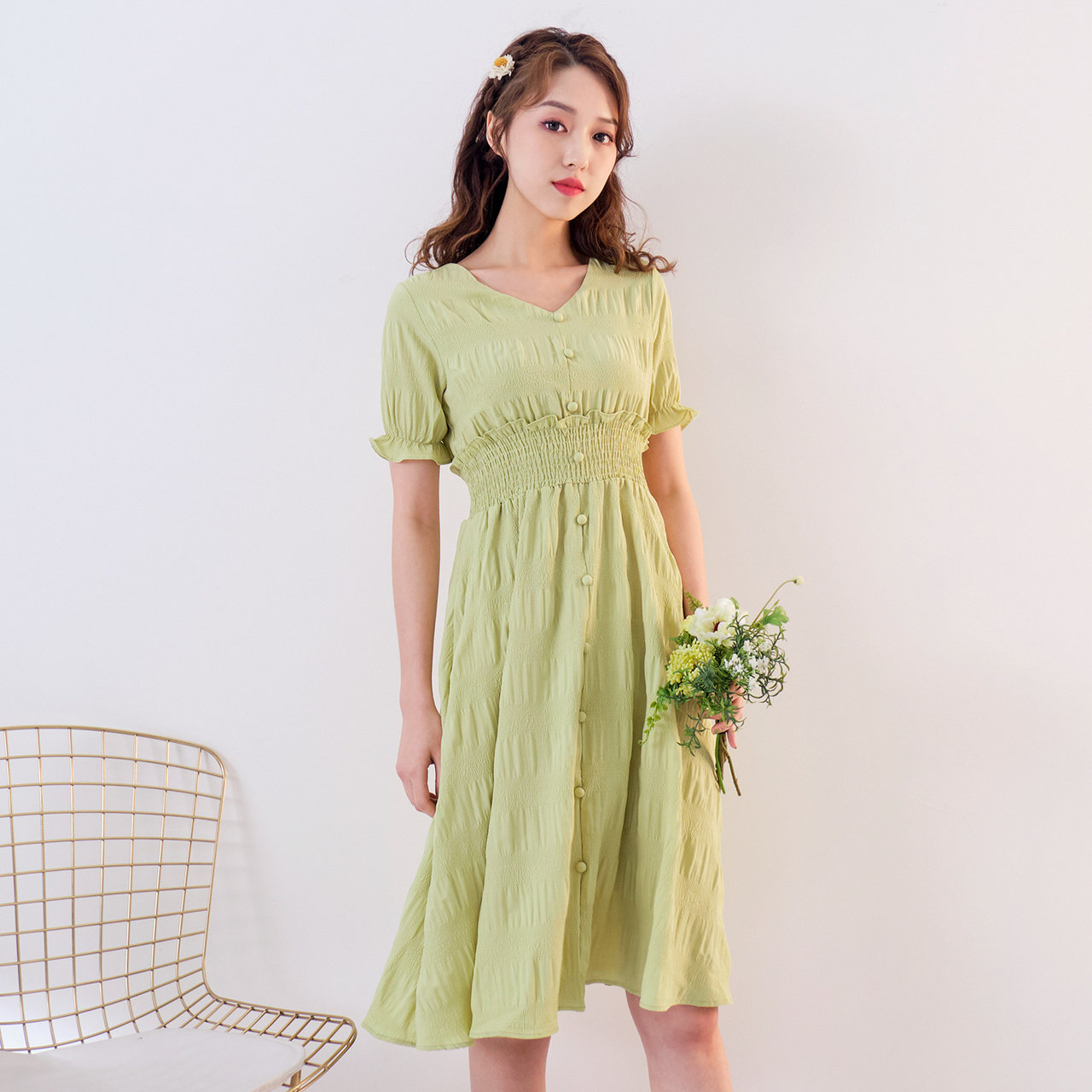 ief /爱依服连衣裙女收腰2020 v领 爱依服连衣裙