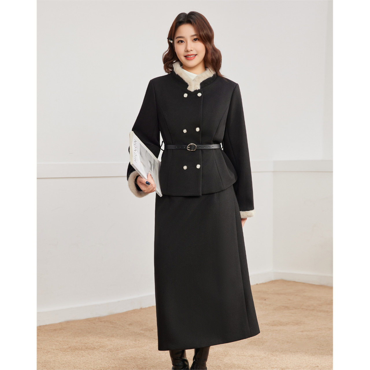 IEF/爱依服【大码女装】2025冬季新款韩版通勤气质呢绒上下套裙,淘宝优惠券,粉丝福利购,淘宝优惠卷