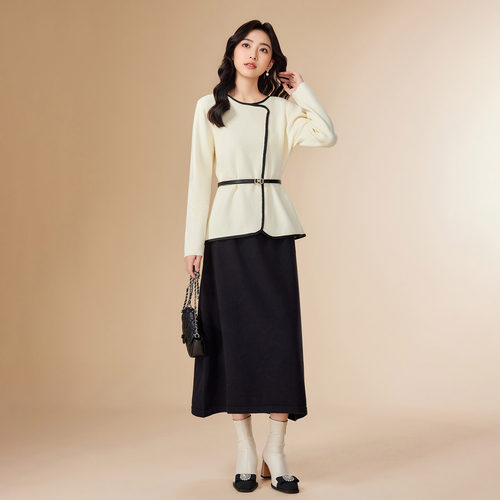 IEF/爱依服2025秋冬新款韩版成熟优雅气质通勤百搭毛织上下套裙 - 图3