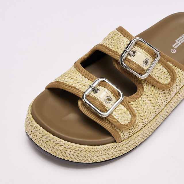 Aiyifu Sandals 2026 Summer New Retro Braided Design Casual Versatile Round Toe Slippers Thick-soled