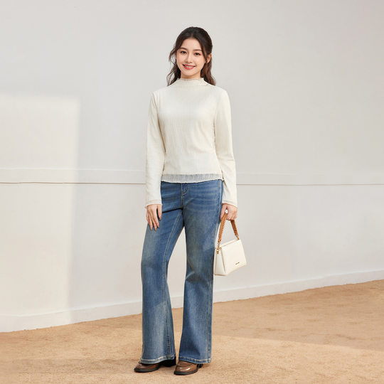 Aiyifu plus size women's clothing 2025 autumn and winter new style French gentle style commuting versatile thin velvet lace top