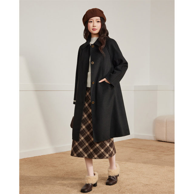 IEF/爱依服【小个子】2025秋冬新款法式大方通勤百搭呢绒长外套