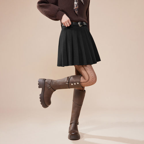 IEF/爱依服2025冬季新款韩版甜美减龄学院风通勤百搭显瘦呢绒摆裙 - 图1