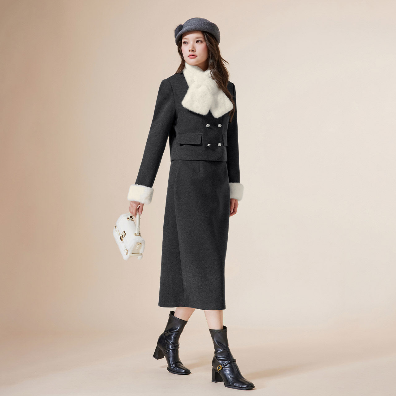 IEF/爱依服2025冬季新款法式通勤气质优雅风显瘦女毛呢上下套装,淘宝优惠券,粉丝福利购,淘宝优惠卷