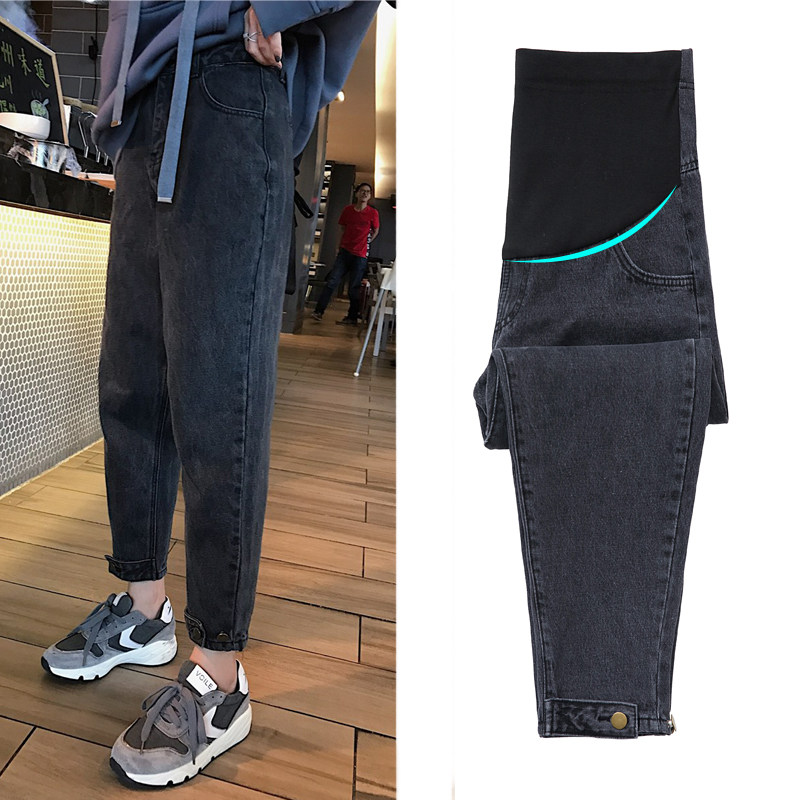 孕妇春秋款外穿新款老爹宽松牛仔裤 翠裳孕妇直筒裤