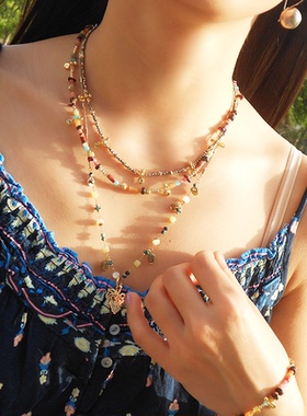 LAZY CIRCLES葡萄园项链女仲夏夜浪漫水果吊坠串珠流苏链