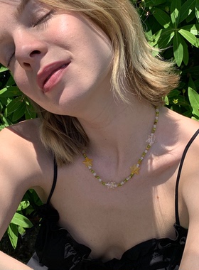 waki 卡普里岛海星琉璃珠项链度假感手工串珠锁骨链时尚百搭