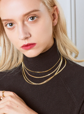 多层金属质感蛇骨项链男女同款