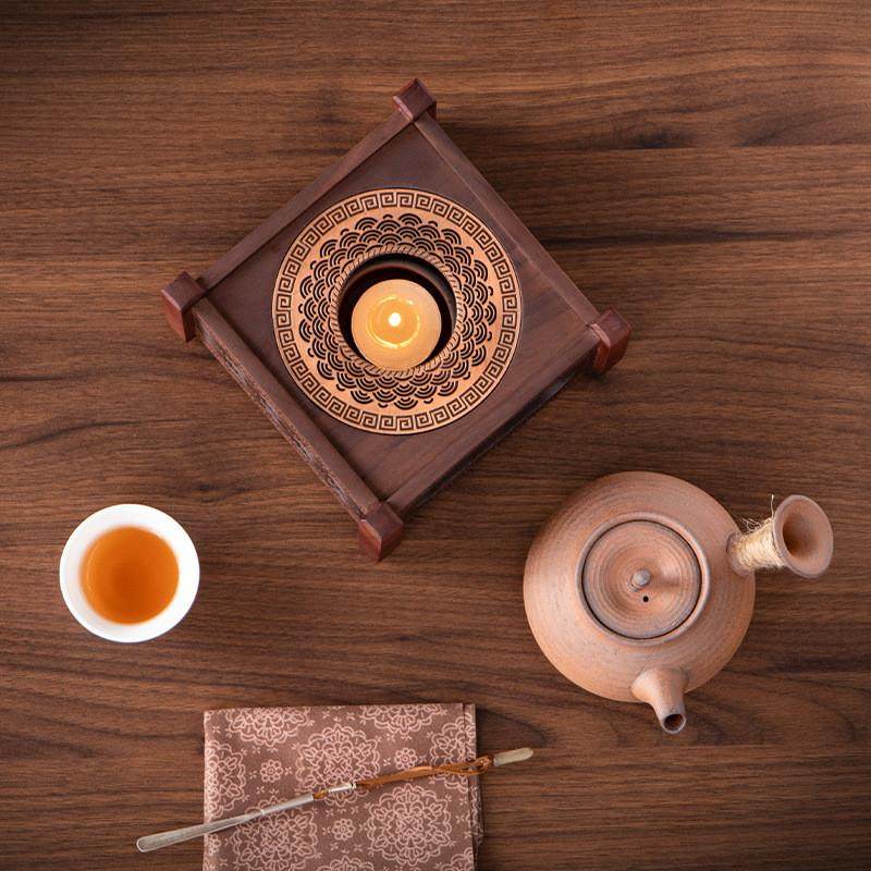 北美胡桃木正方形温茶器蜡烛酒精灯温茶底座精致功夫茶具茶道配件,淘宝优惠券,粉丝福利购,淘宝优惠卷