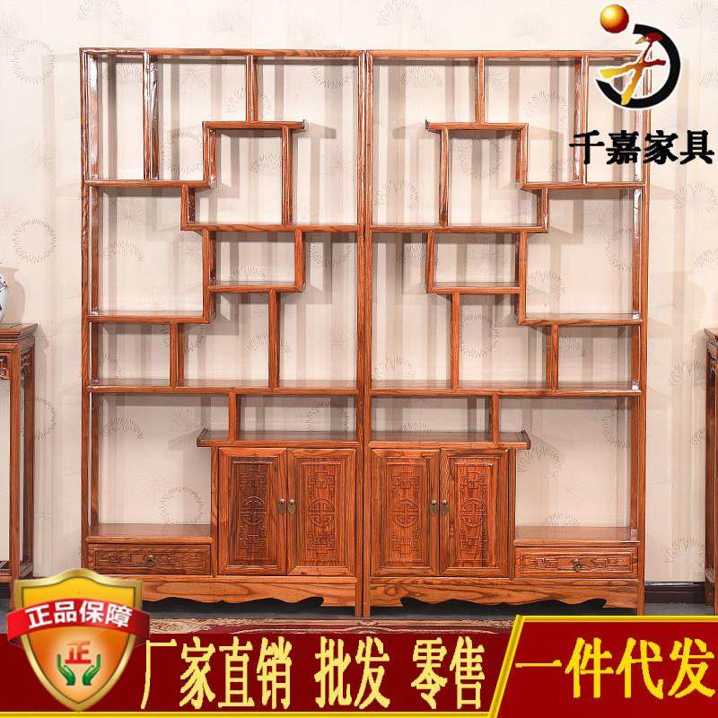 实木博古架三组合 中式仿古茶叶架 南榆木展示架 古典置物架货架,淘宝优惠券,粉丝福利购,淘宝优惠卷
