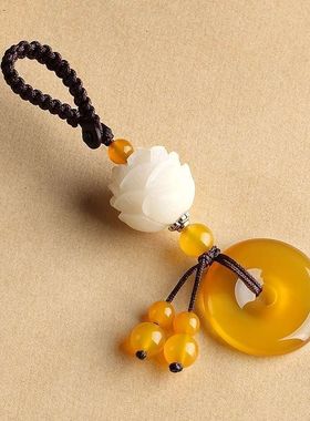 平安菩提玉石钥匙扣莲花