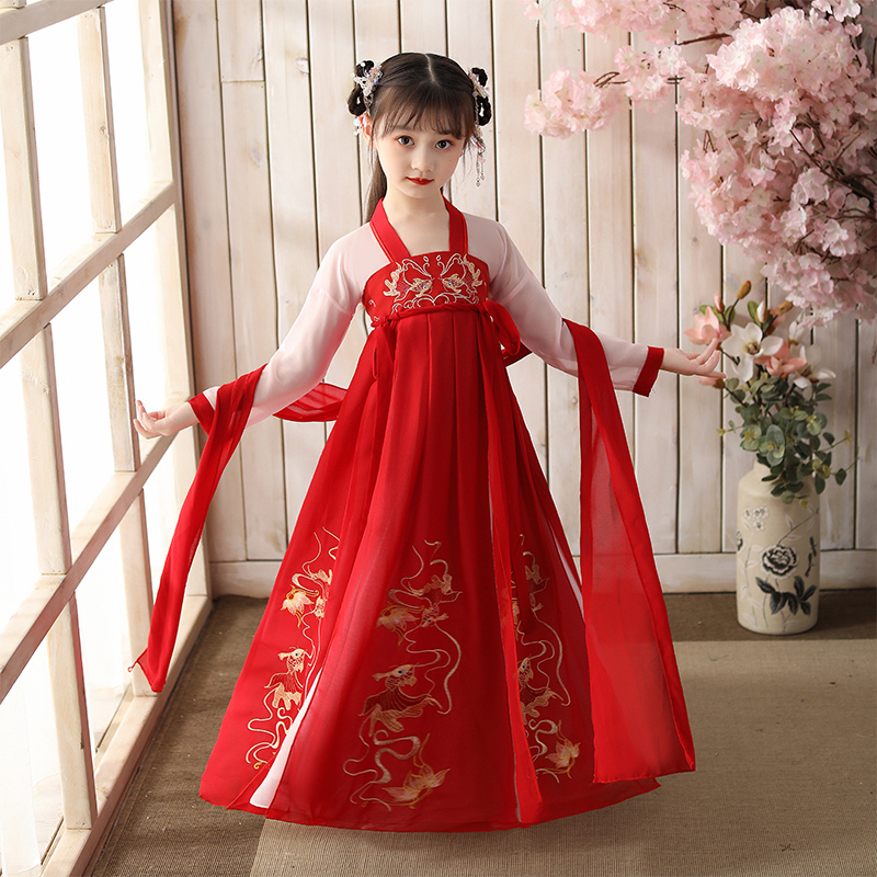 汉服女童夏装儿童古装中国风连衣裙 洛芳菲民族服装/舞台装