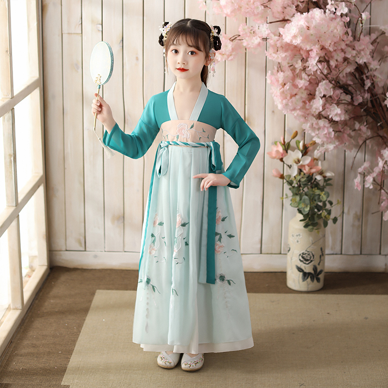 洛芳菲旗舰店汉服女童夏装儿童古装襦裙中国风超仙抖音仙女服小女孩连衣裙唐装2