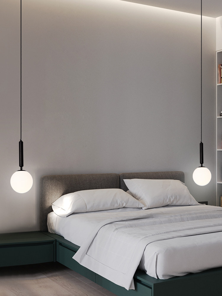 北欧卧室床头吊灯现代简约轻奢网红主卧吊线灯床头灯玄关小吊灯