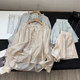 Tencel linen smocked sun protection shirt dress shorts set