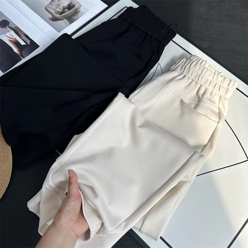 Импортные шерстяные штаны для отдыха, в западном стиле, свободный прямой крой, стройный силуэт
